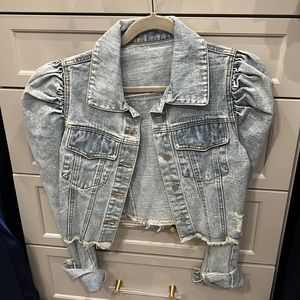 Denim puff sleeve Jean Jacket womens size XS